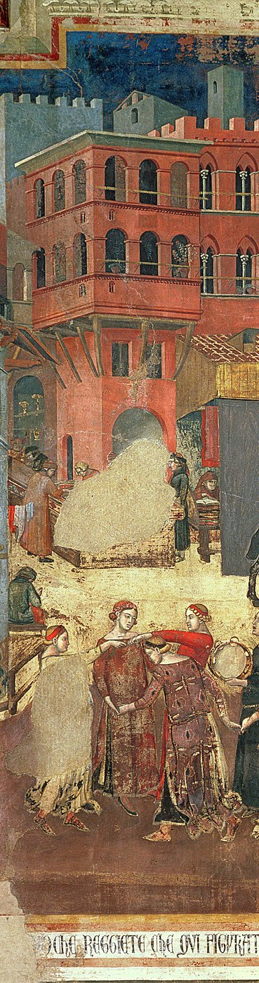 Bon gouvernement dans la ville, 1338-40 (détail) - Ambrogio Lorenzetti